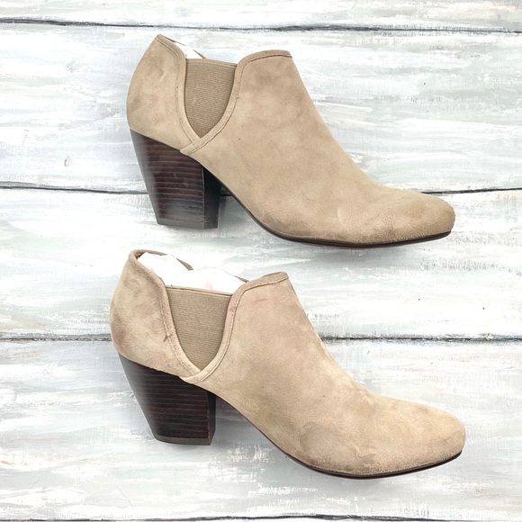 Vaneli Suede Leather Booties “Jody” Truffle Suede Boots Taupe Beige Ankle Boot 9 - Picture 11 of 16